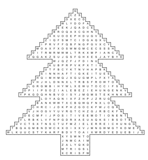 Advent: Wörter suchen Rätsel in Weihnachtsbaumform